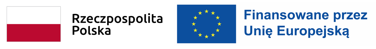 Logo Finansowane przez Unię Europejską przedstawiające flagę Rzeczpospolitej Polskiej oraz flagę Unii Europejskiej